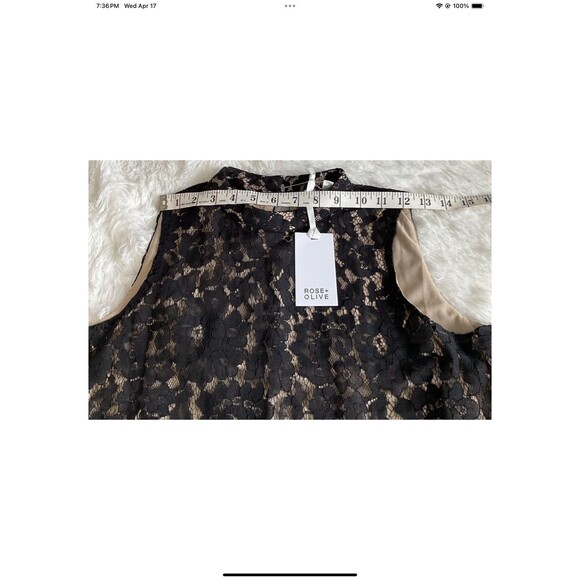 ROSE + OLIVE Woman’s Black Lace Sleeveless Top Black Lace/Tan She’ll Size Small - Picture 8 of 8